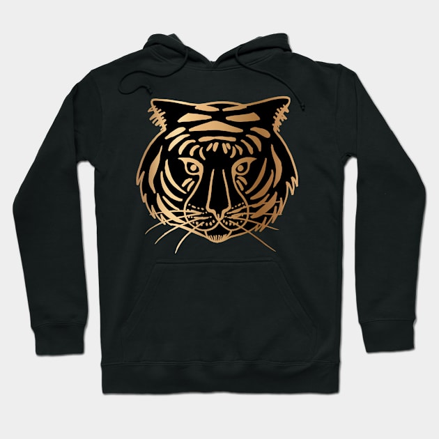 Gold and Black Tiger Hoodie by julieerindesigns